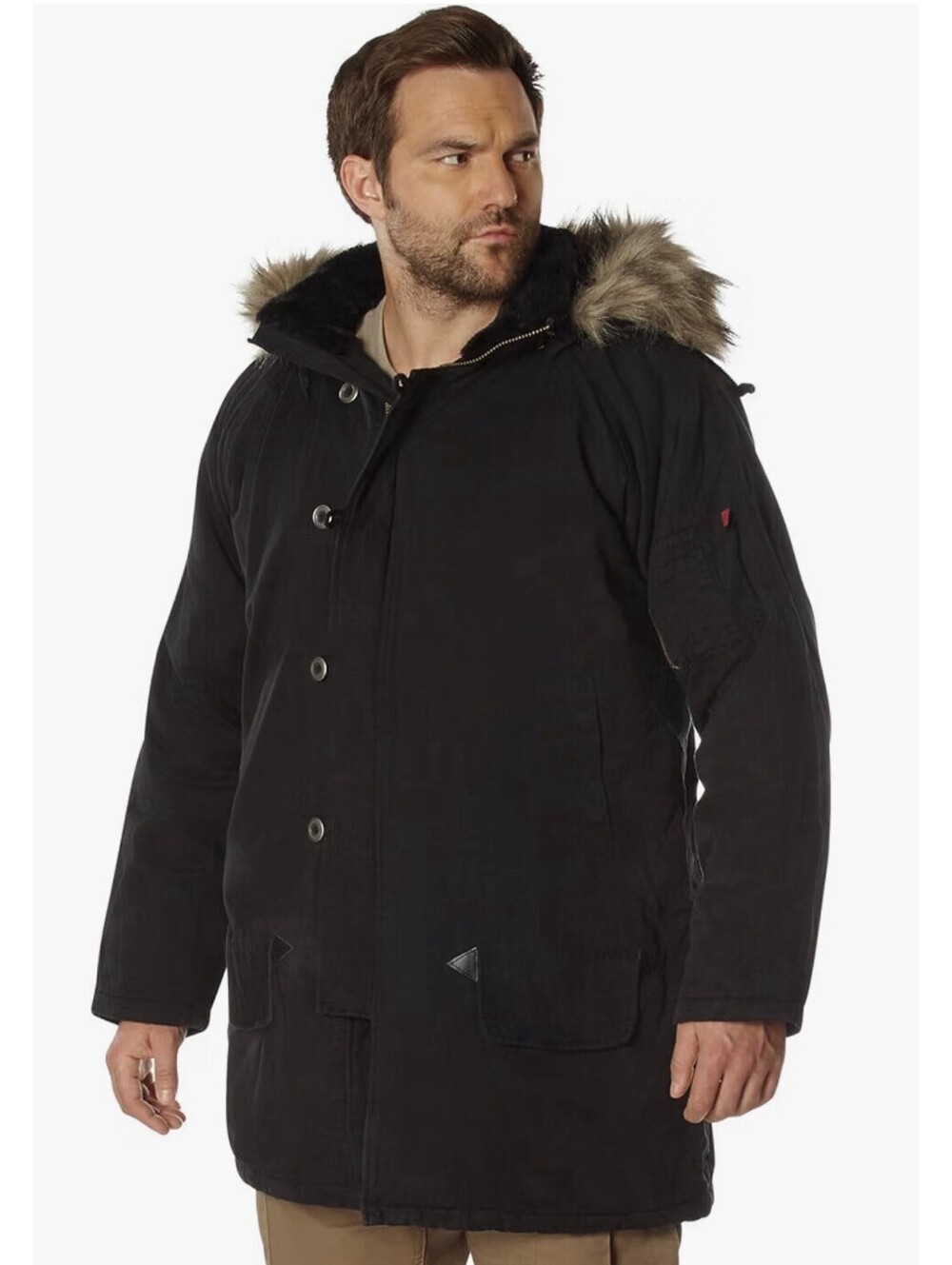 Rothco Vintage Size 3XL N-3B Parka Extreme Cold Weather Fur Hood Insulated Black